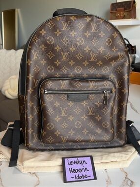 SOLD-Authentic Louis Vuitton Josh Backpack Monogram Macassar